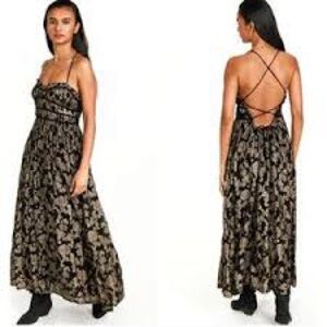Free People NWT Elegant Black and Gold Women's Dress